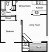 Acorn Floor Plan Acorn - 1 Bedroom 1 Bath Floor Plan Layout - 644 Square Feet